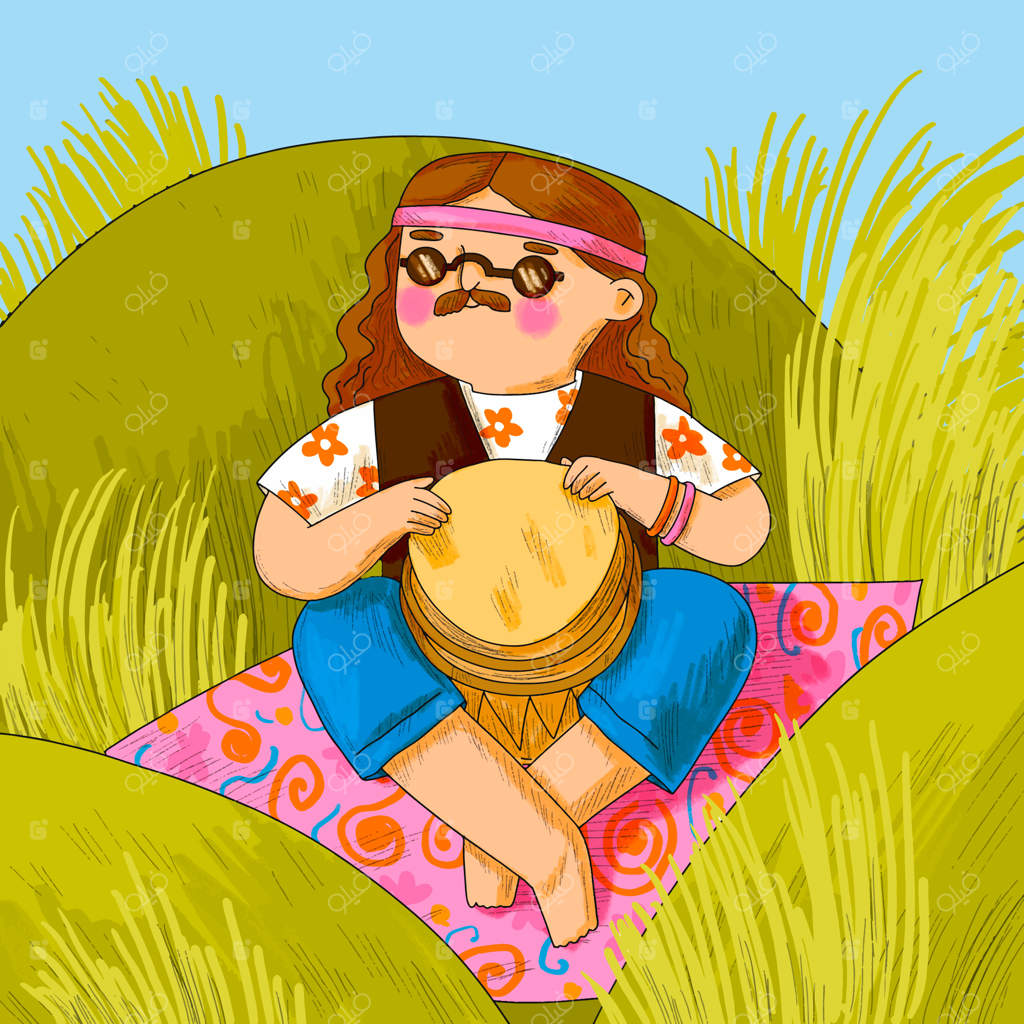 تصویر کارتونی هیپی دستی کشیده شده