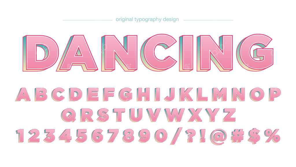 فونت هنری برجسته سه‌بعدی صورتی با حروف بزرگ