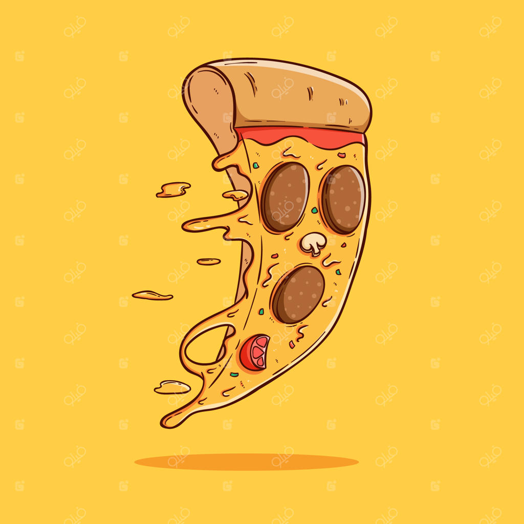 تکه پیتزای شناور با پنیر آب‌شده