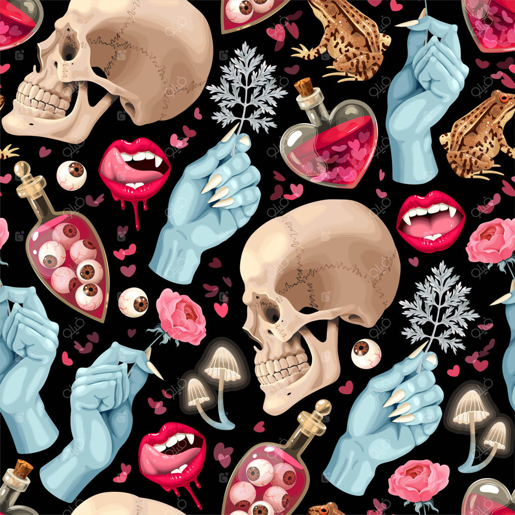 الگوی جادویی بی‌نقص با جزئیات دقیق لوازم جادوگری