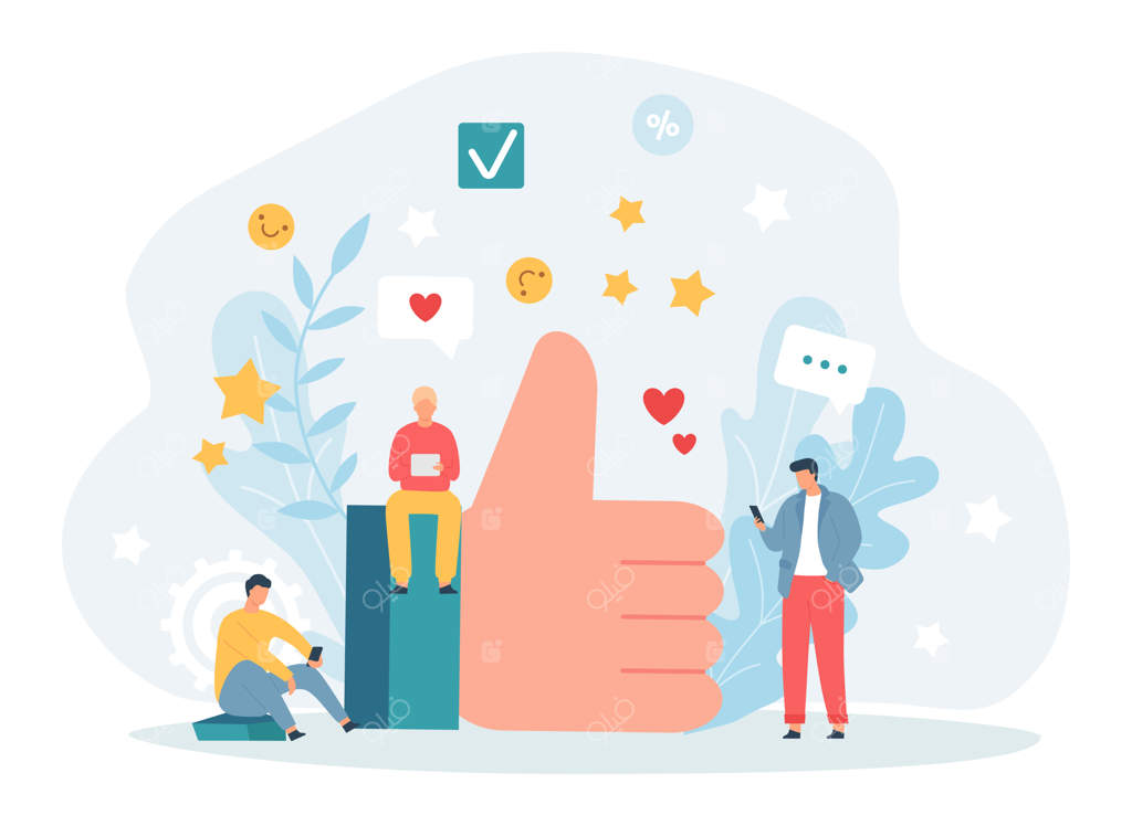 قالب پست شبکه‌های اجتماعی مدرن: شخصیت‌های مرد در حال بررسی سایت‌های شبکه‌ای روی گوشی‌های هوشمند