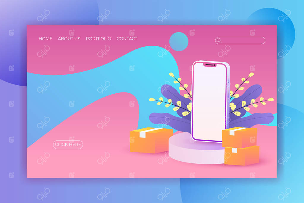 تصویر برداری صفحه‌ی فرود فروشگاه آنلاین