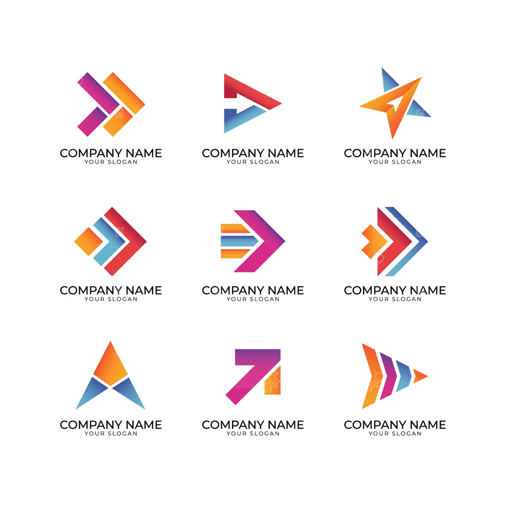 مجموعه لوگو با طرح فلش تیز برای شرکت‌ها