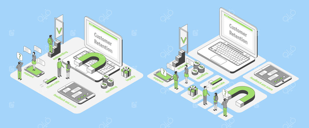 وکتور حرفه‌ای مفهوم حفظ مشتری برای رشد کسب‌وکار