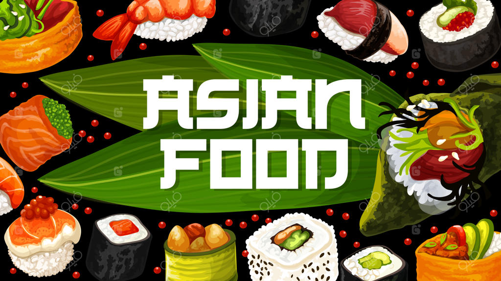 پوستر غذای ژاپنی: منوی سوشی وکتور