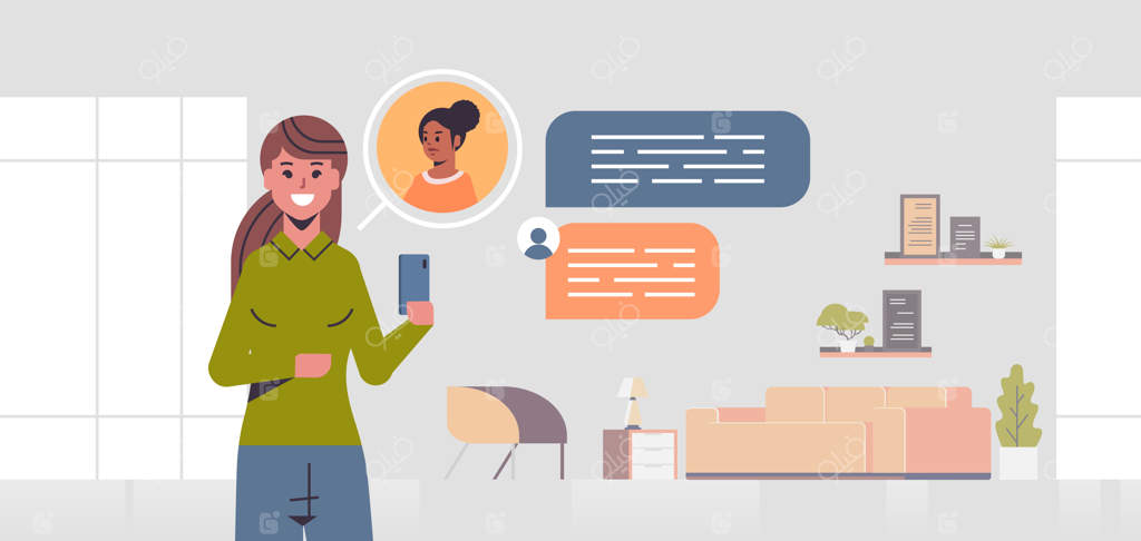 دختر در حال استفاده از گوشی: ارتباط از طریق شبکه‌های اجتماعی