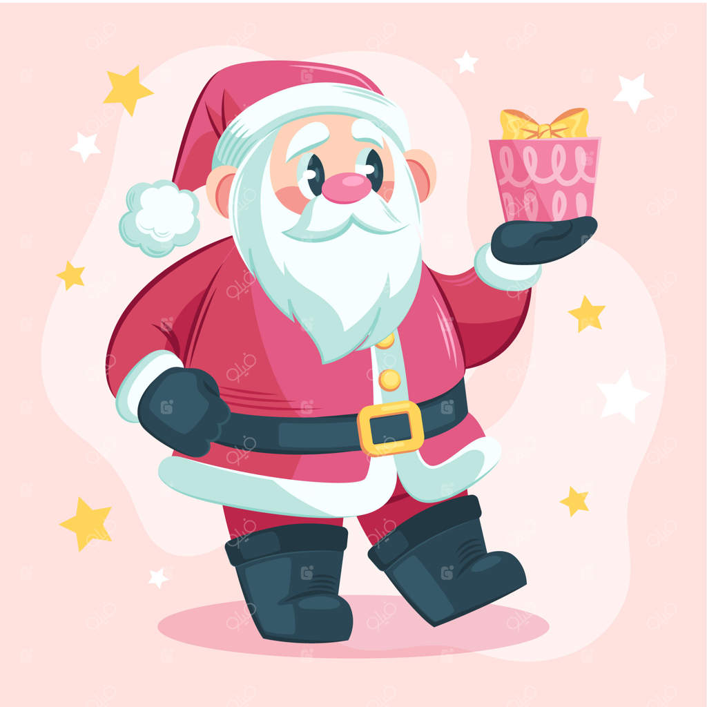 تصویرسازی کارتونی از بابانوئل برای کریسمس