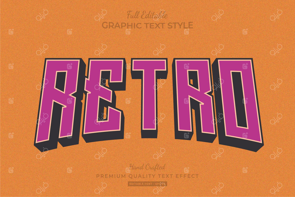 سبک فونت با افکت متنی قابل ویرایش به سبک رترو وینتیج