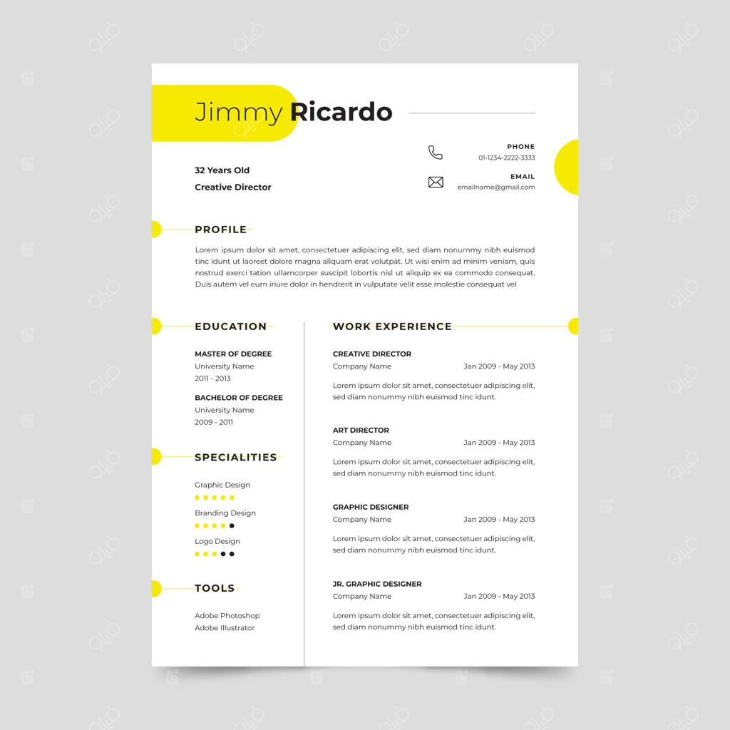 قالب مینیمالیستی برای رزومه و کاغذ اداری