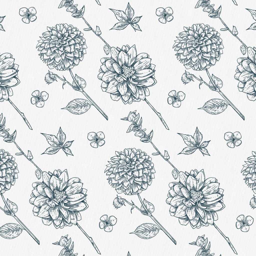 الگوی قدیمی گل‌های کوکب و وحشی به صورت دست‌کشیده