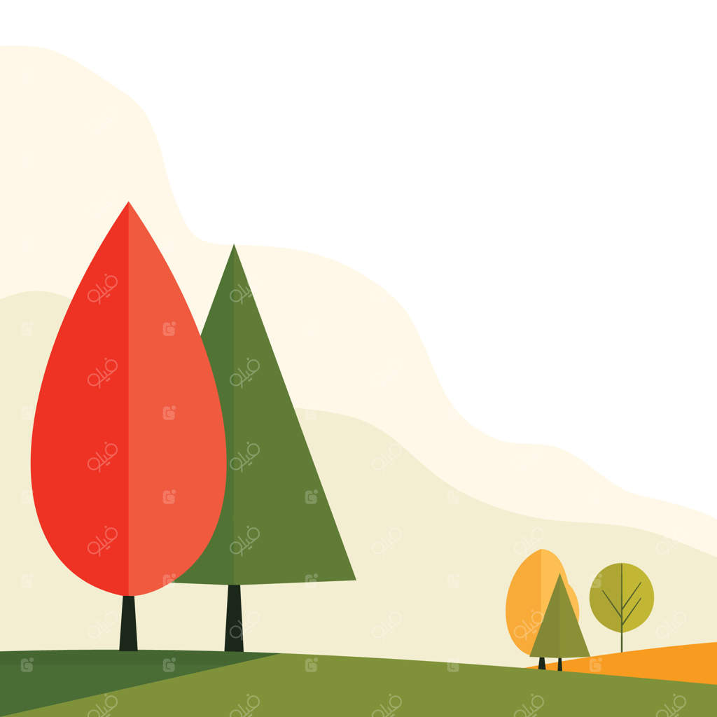 منظره طبیعت رنگارنگ با درخت کاج در باغ