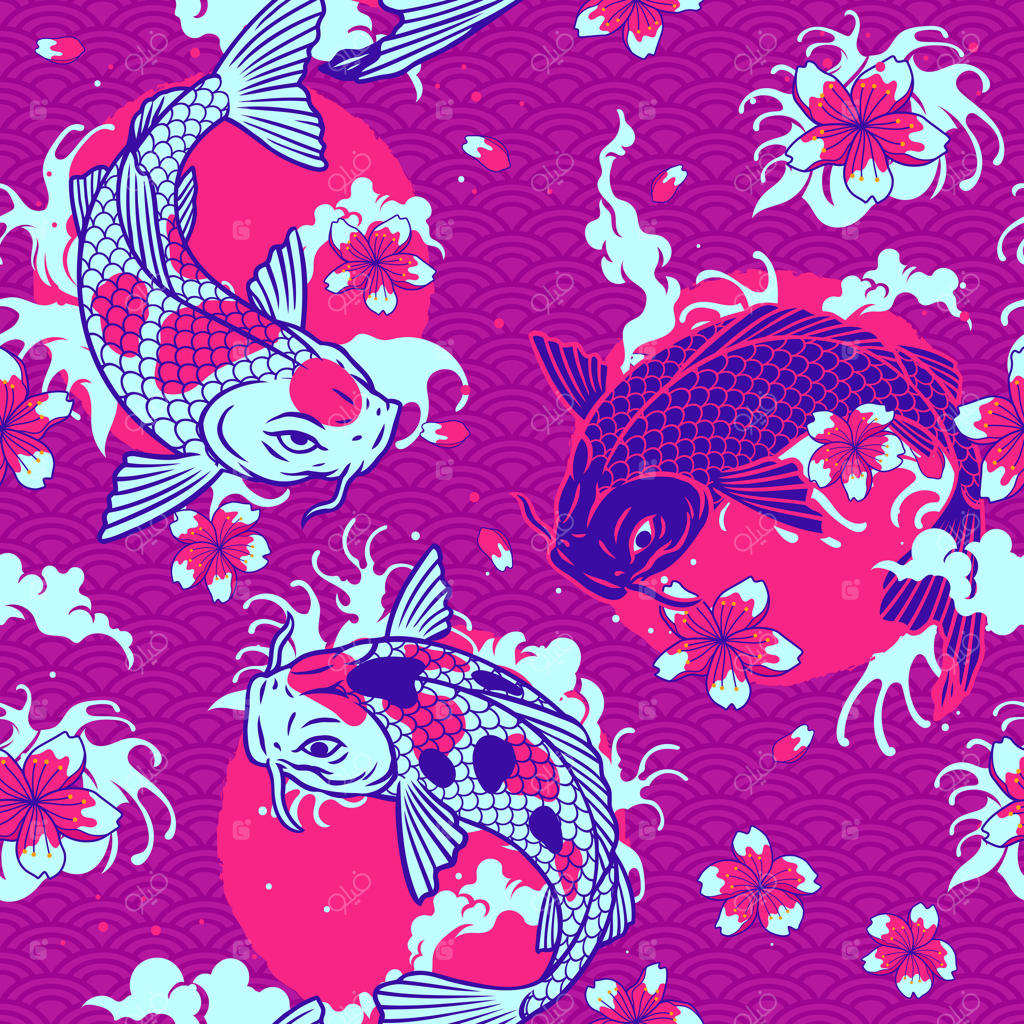 الگوی یکپارچه ماهی‌های کپور ژاپنی