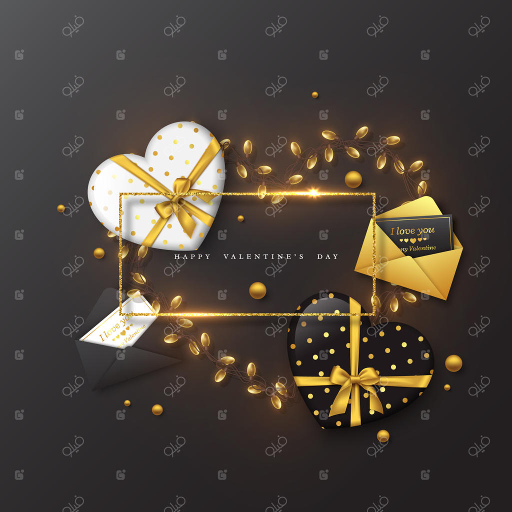 تعطیلات روز ولنتاین: قاب براق، قلب سه‌بعدی با پاکت نامه