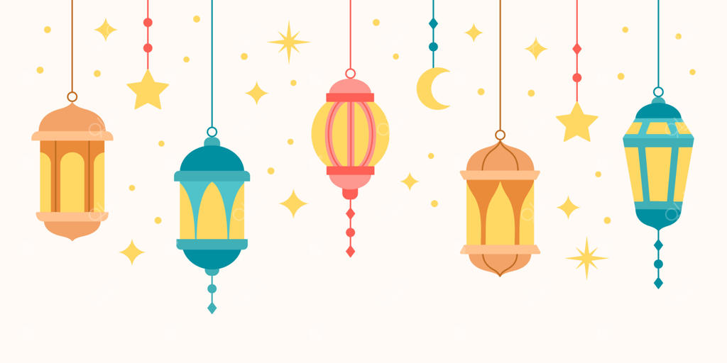 مجموعه فانوس‌های سنتی شرقی: لامپ‌های رنگارنگ اسلامی و عربی با ماه و ستاره‌ های تزئینی