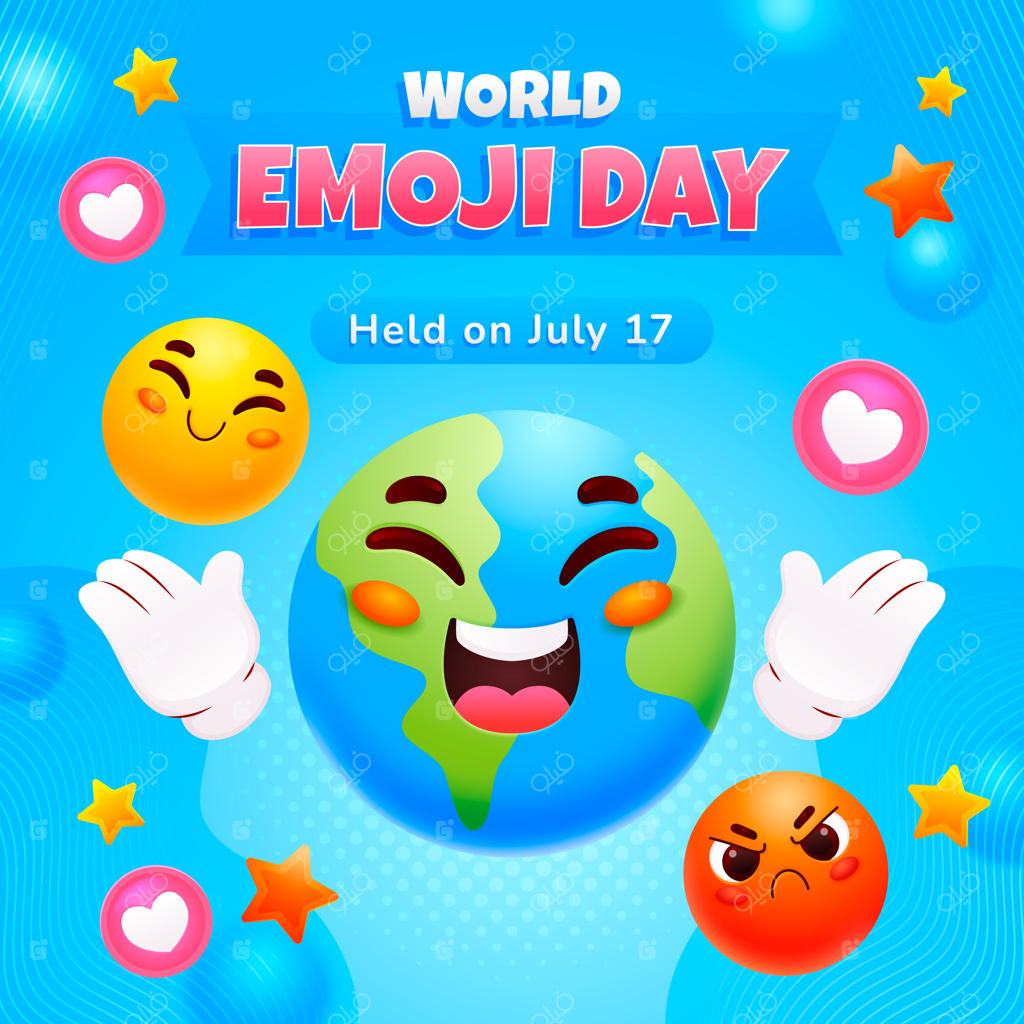 تصویرسازی روز جهانی ایموجی با گرادیانت رنگی