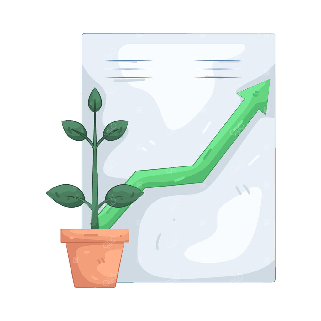 رشد گیاه همراه با نمودار پیکان