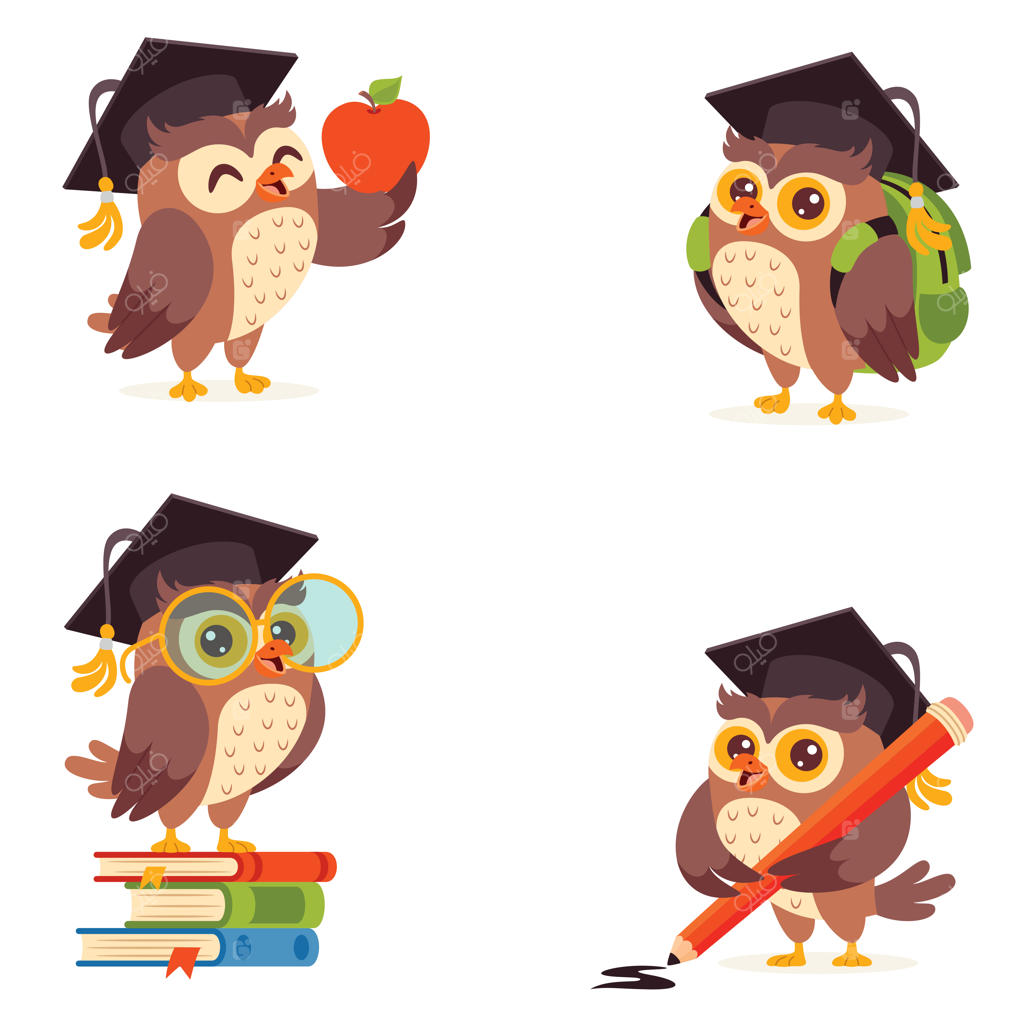 طرح مفهومی آموزش با جغد کارتونی