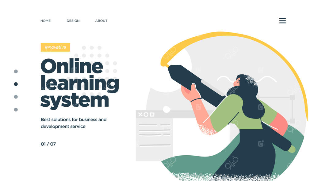 قالب صفحه فرود آموزش آنلاین با طراحی مدرن و ایزومتریک