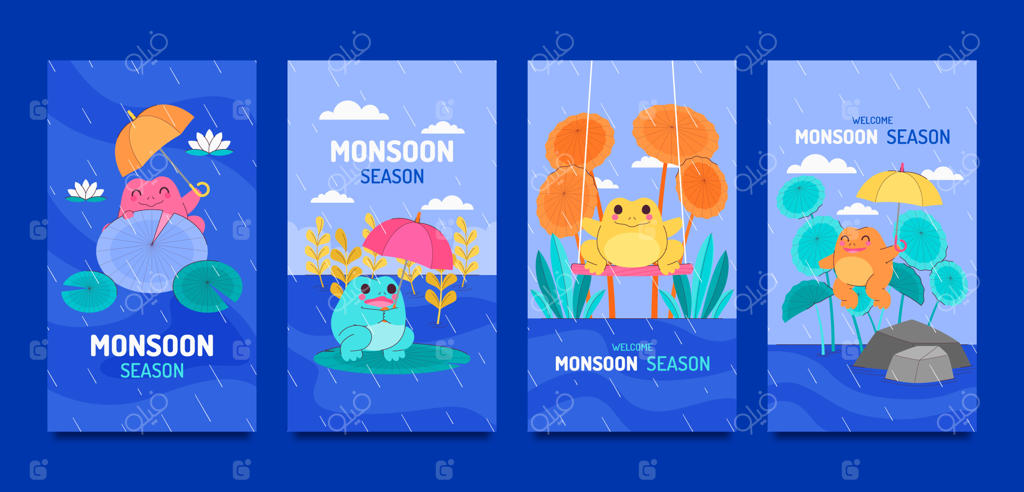 مجموعه استوری‌های اینستاگرام برای فصل باران و هوای بارانی