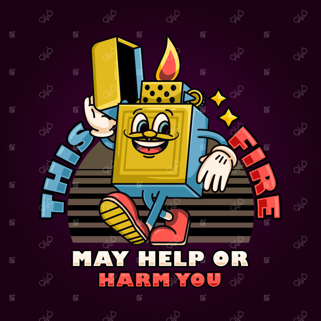 کارتون کبریت کلاسیک: مناسب برای لوگو، ماسکات، تی‌شرت، استیکر و پوسترها