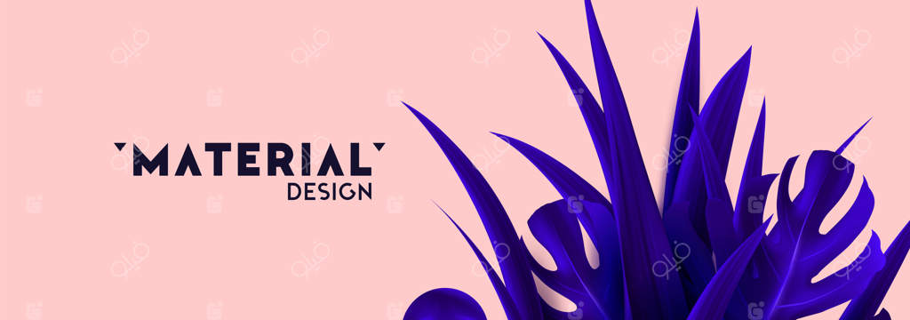 پس‌زمینه‌ی گرمسیری با برگ‌های نخل واقعی به رنگ بنفش. بردار تصویری