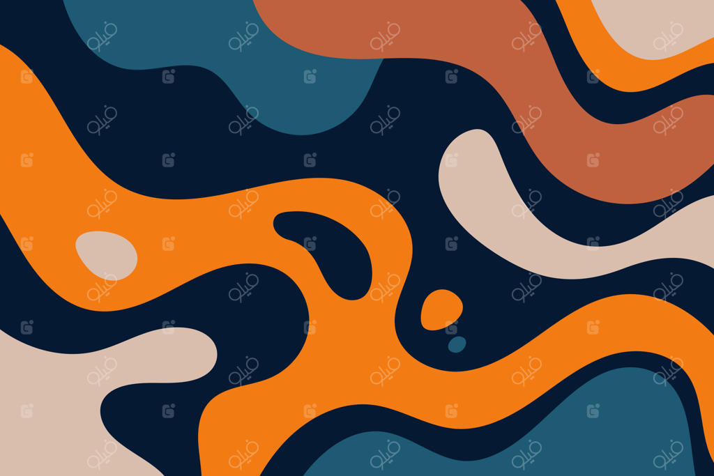 پس‌زمینه‌ی لکه‌ها و جریان‌های مایع سایکدلیک انتزاعی به سبک رترو