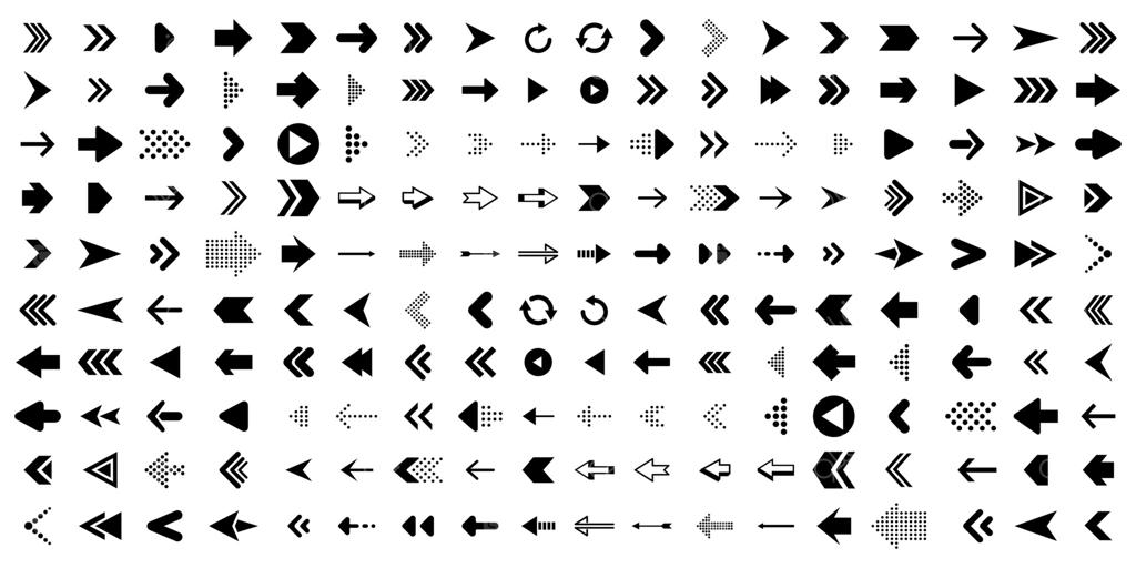 مجموعه‌ای از پیکان‌های مشکی وکتوری. آیکون پیکان. آیکون وکتور پیکان. پیکان. مجموعه وکتور پیکان‌ها. فایل EPS10