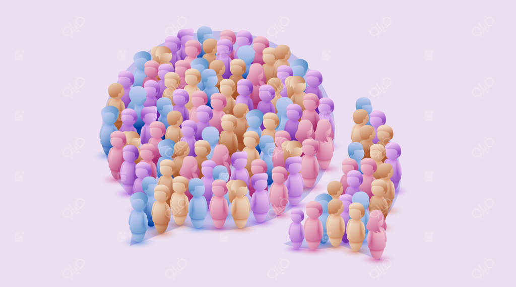 شکل حباب چت از گروه بزرگ افراد