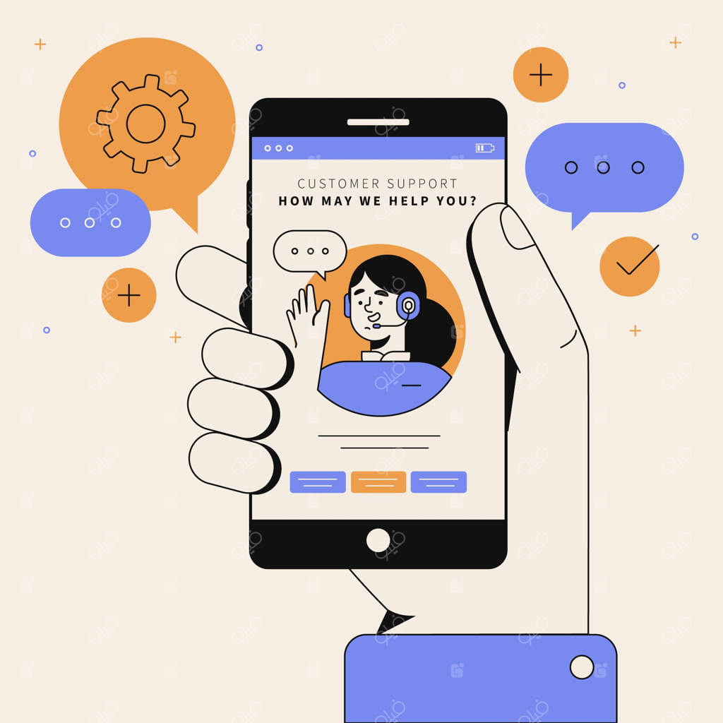 پشتیبانی مشتری با طراحی مسطح و ارگانیک