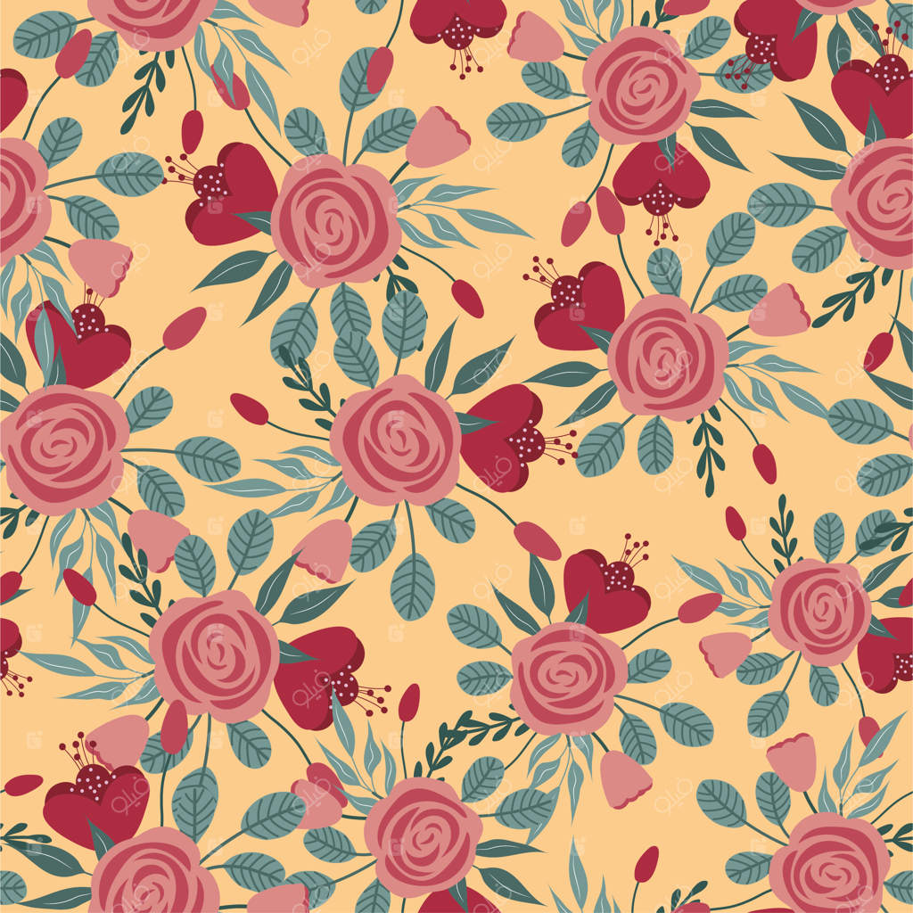 کاغذ دیجیتال طرح گل قدیمی با پترن یکدست گل رز