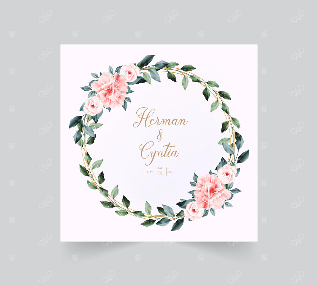 کارت دعوت عروسی با طرح آبرنگ گل داودی