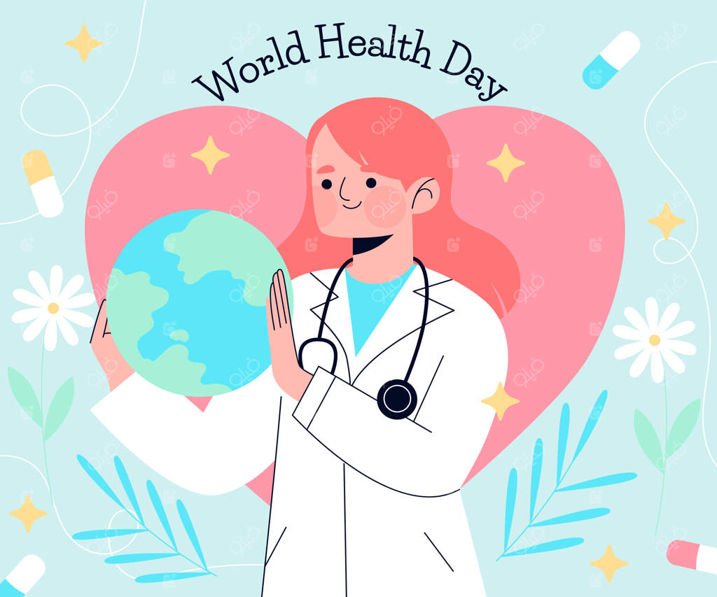 تصویرسازی روز جهانی سلامت به صورت دست‌کشیده