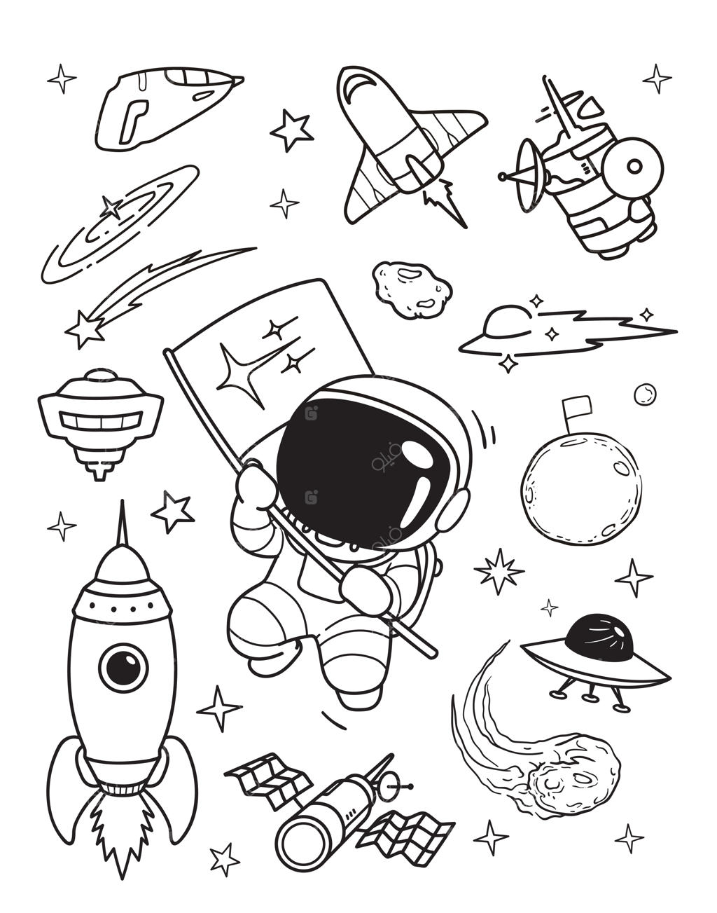 نقاشی فضانورد خوشحال