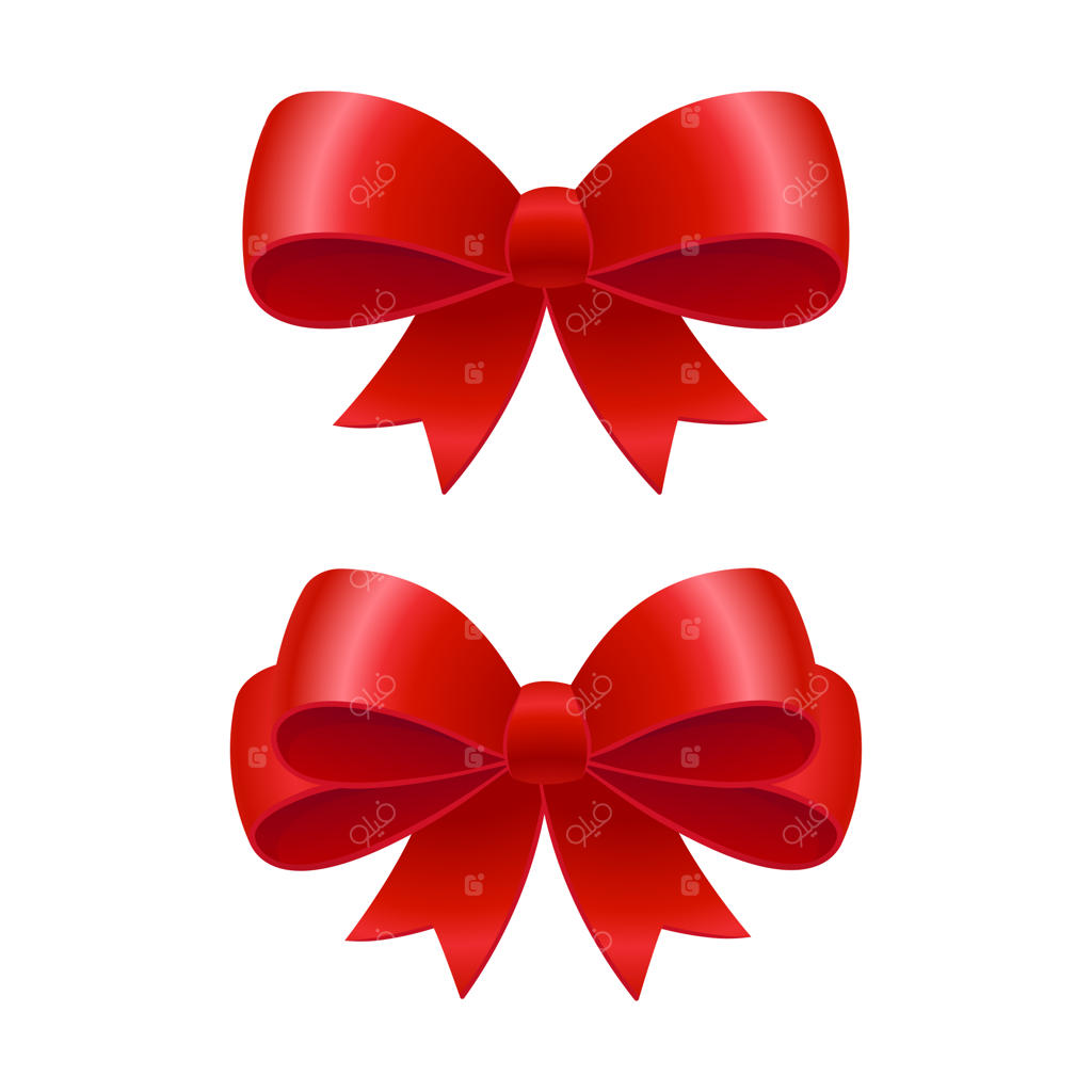 پاپیون روبان قرمز روی زمینه سفید، عنصر طراحی جشن و تعطیلات.