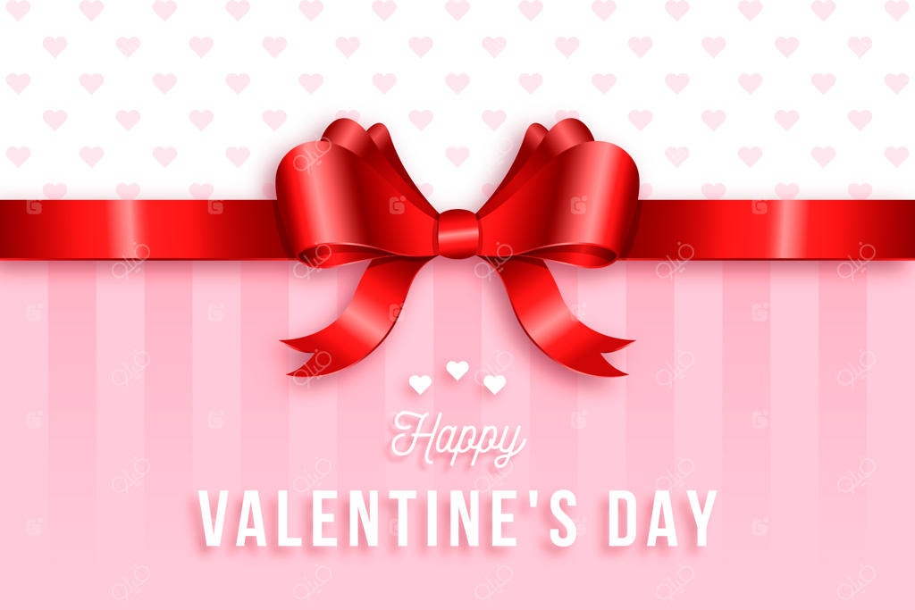 پس‌زمینه‌ی ولنتاین واقع‌گرایانه با روبان و پاپیون بامزه