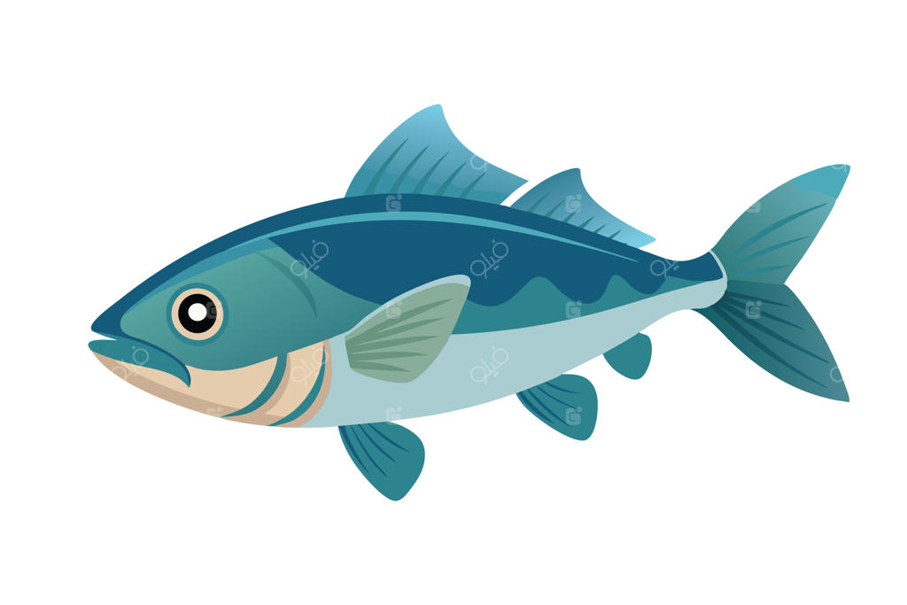 تصویرسازی وکتور تخت ماهی کاد در زیر آب