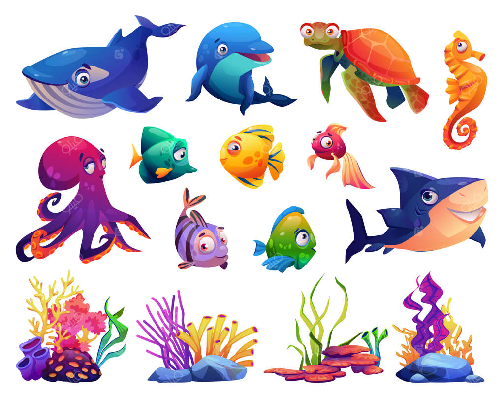 حیوانات دریایی و جلبک‌های دریایی زیر آب