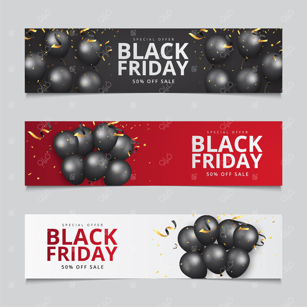 پس‌زمینه بنر حراج بلک فرایدی با بادکنک‌ها
