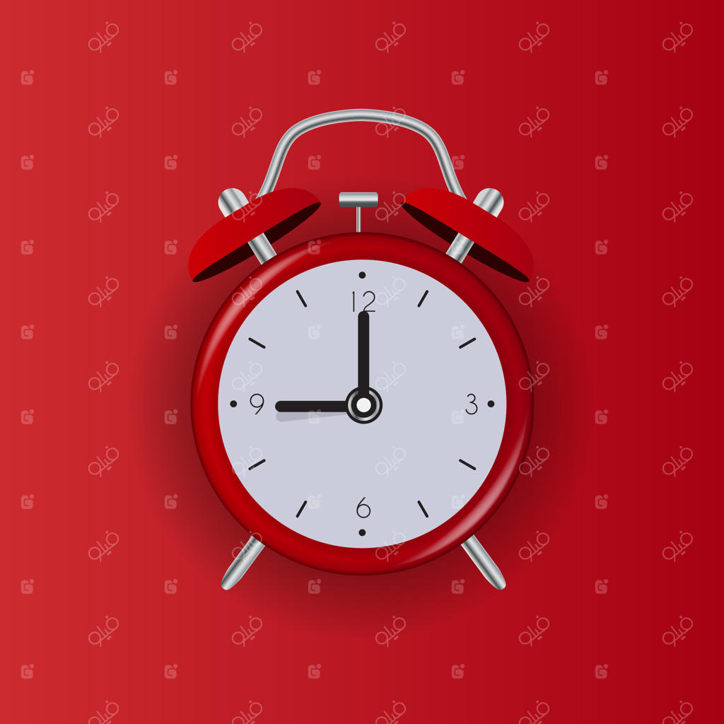 نماد ساعت زنگ‌دار روی زمینه سفید - تصویرسازی