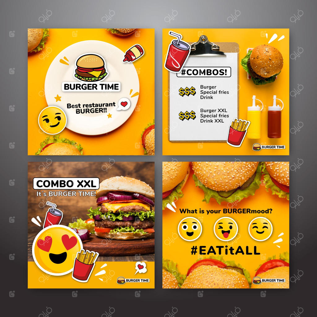 مجموعه پست‌های اینستاگرام برای فست‌فود
