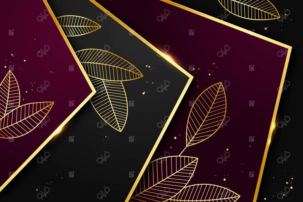 پس‌زمینه گرادینت طلایی و لوکس با طرح برگ