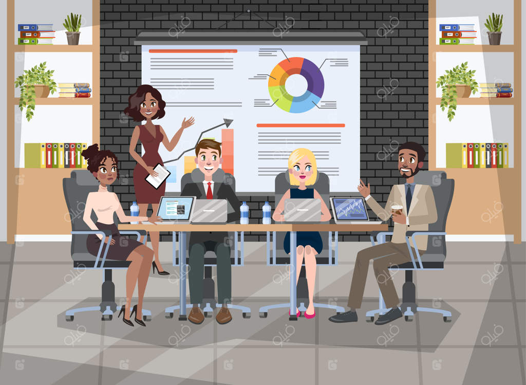 گروهی از افراد در یک کنفرانس؛ کارکنان نشسته‌اند