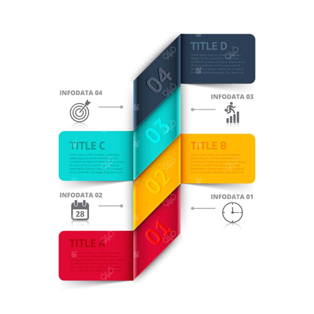 عنصر انتزاعی برای اینفوگرافیک با ۴ گزینه، بخش یا مرحله