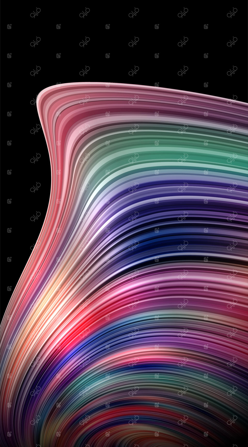 پس‌زمینه مدرن و فوتوریستیک با جریان رنگارنگ و المان‌های پویا