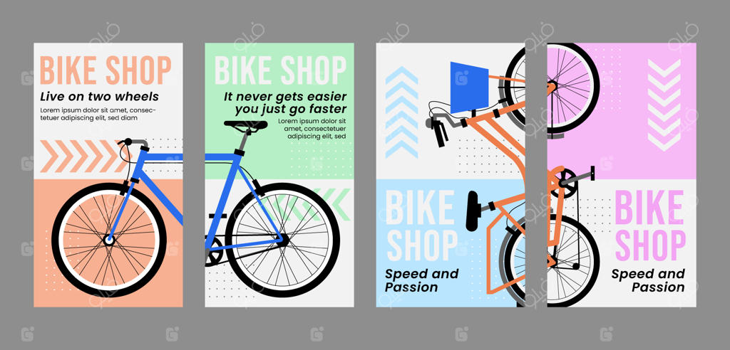 استوری‌های اینستاگرام فروشگاه دوچرخه با طراحی تخت