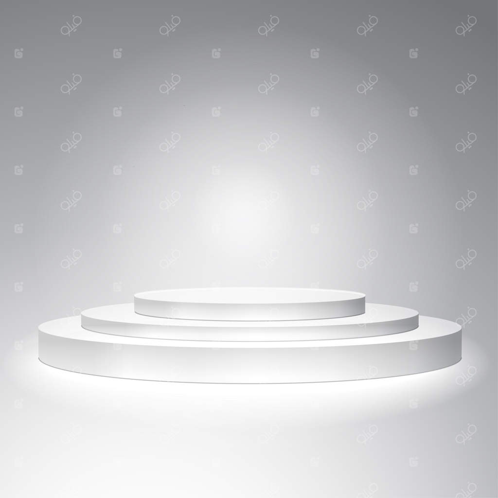 پودیوم سفید روی پس‌زمینه خاکستری