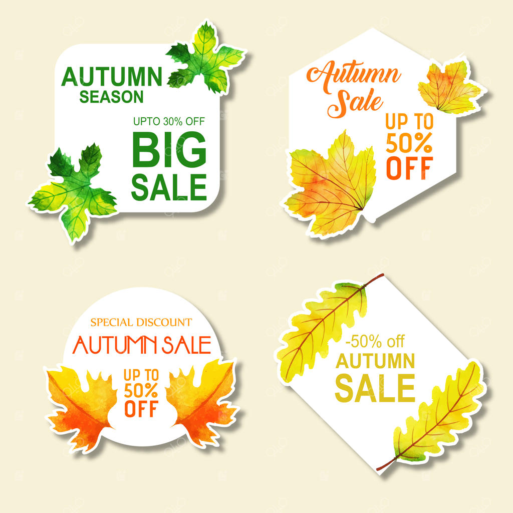 مجموعه برچسب‌های زیبای پاییزی به سبک آبرنگ