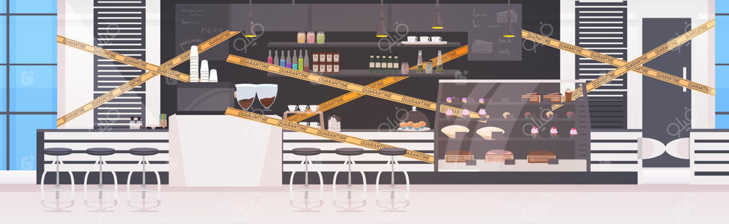 کافه بسته با نوار زرد بسته شده