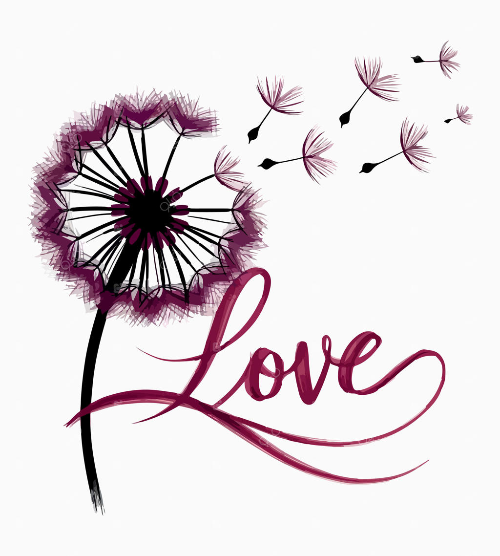 تصویر گل بنفش با کلمه عشق