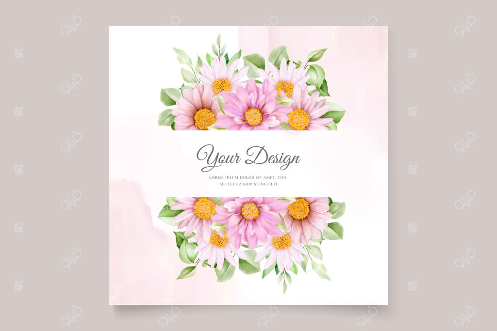 ست کارت دعوت دستی آبرنگی با طرح گل بابونه